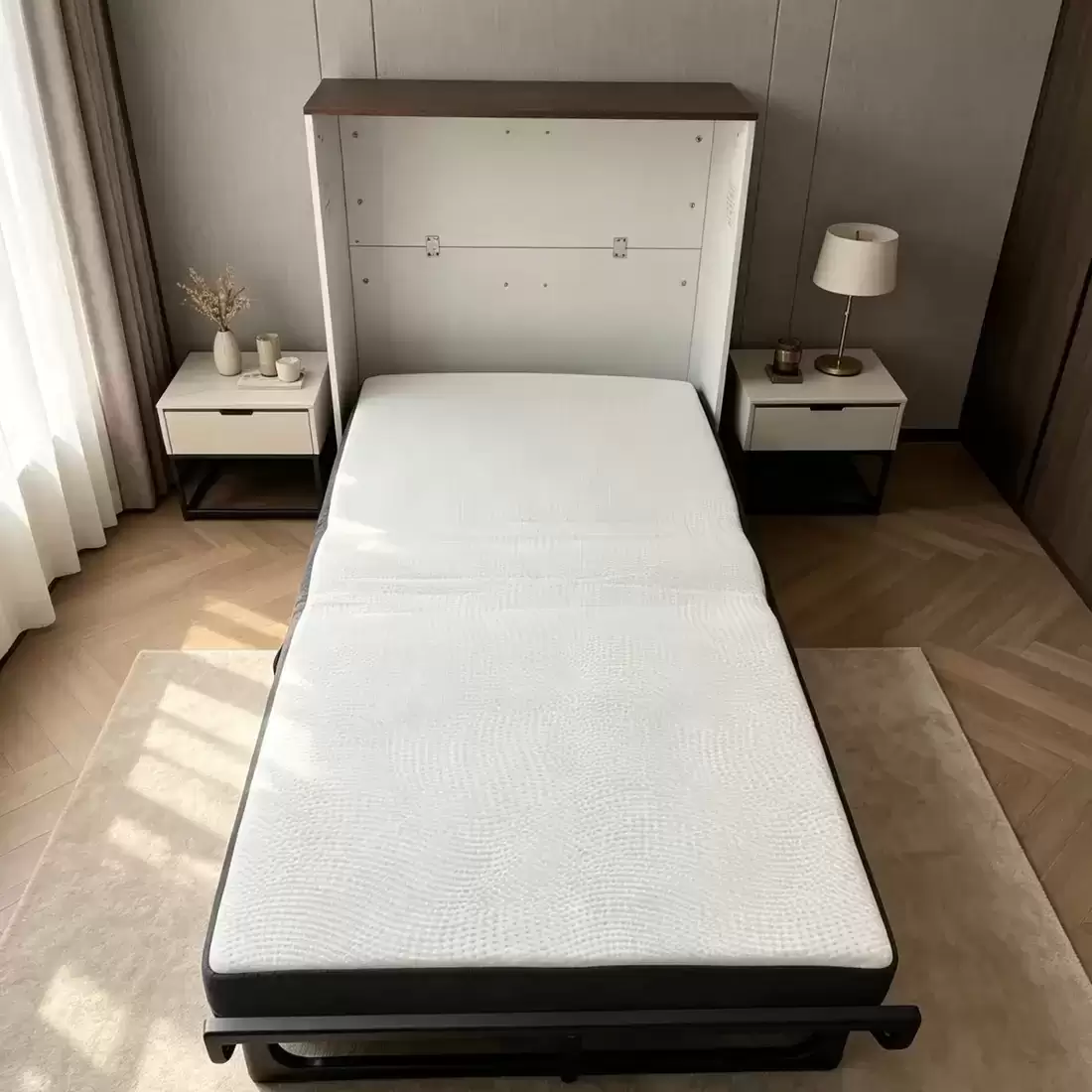 Murphy Bed with Storage Cabinet & Tri-fold Mattress | MFAB-2