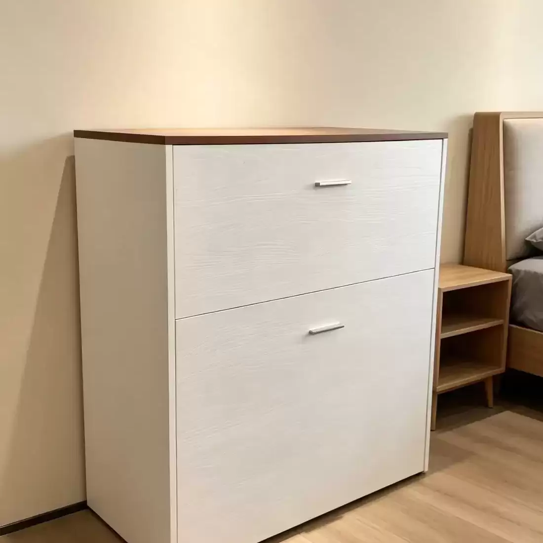 Murphy Bed with Storage Cabinet & Tri-fold Mattress | MFAB-2