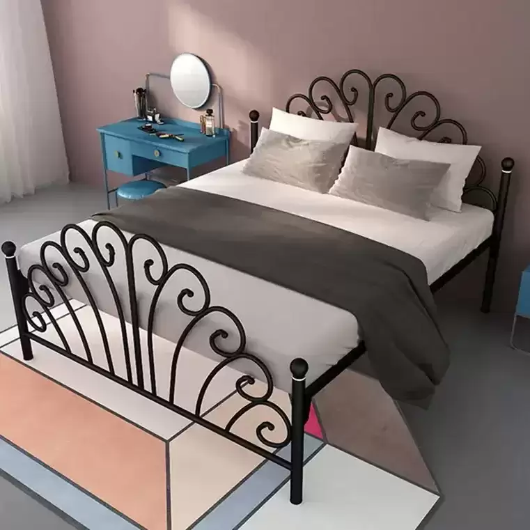 Scroll‑Pattern Metal Single Bed Frame | MSB‑22‑5