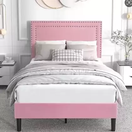 Upholstered Single Bed Frame With Padded Headboard | MSB‑22‑7