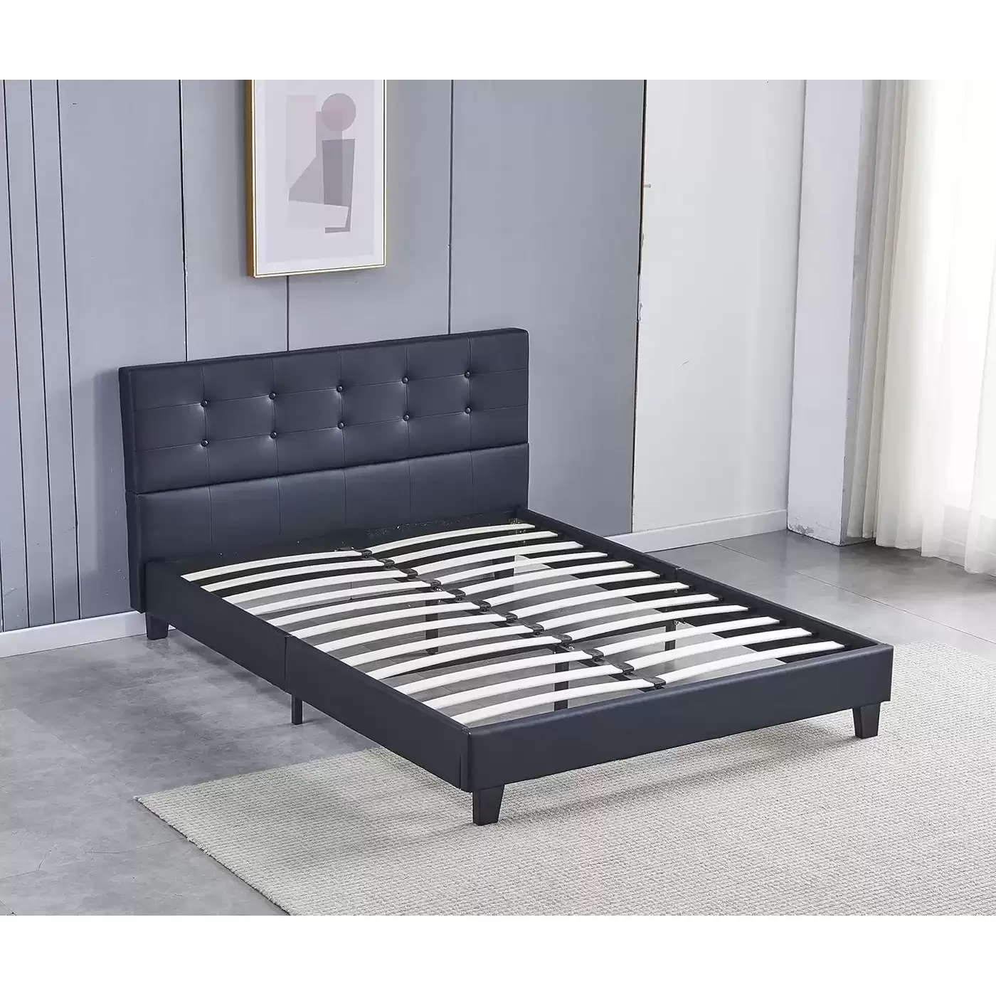 Square‑Tufted Upholstered Single Bed | MSB‑612‑4