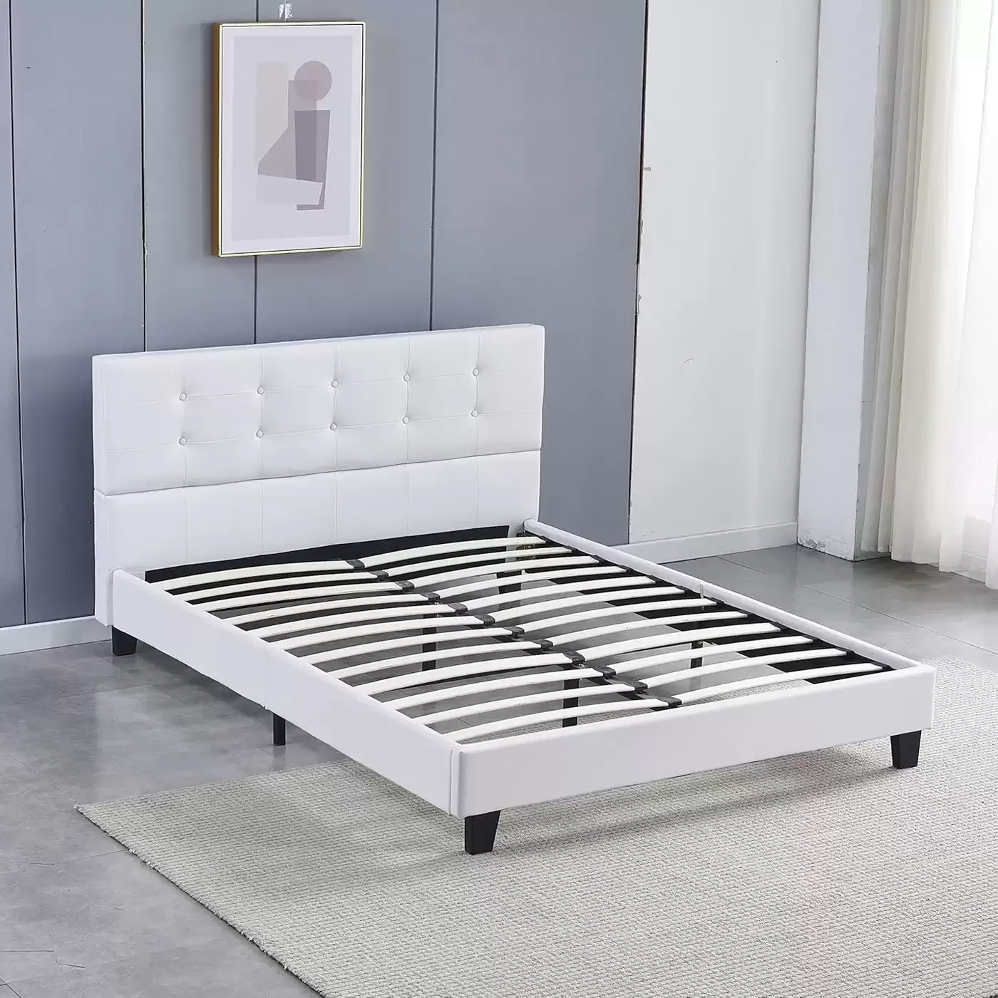 Square‑Tufted Upholstered Single Bed | MSB‑612‑4