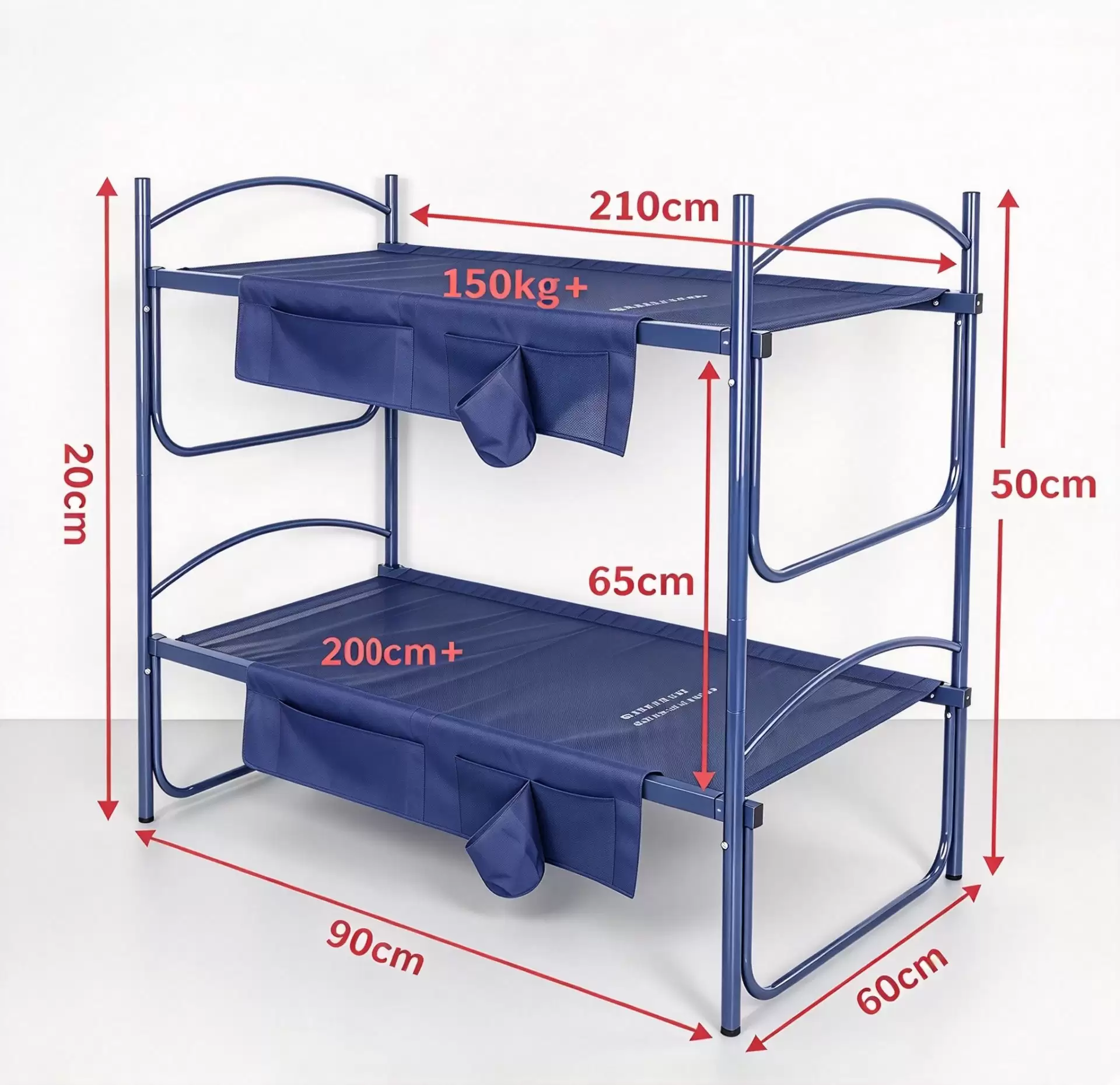 MBB-37 folding emergency bunk bed dimensions drawing with overall size and berth height