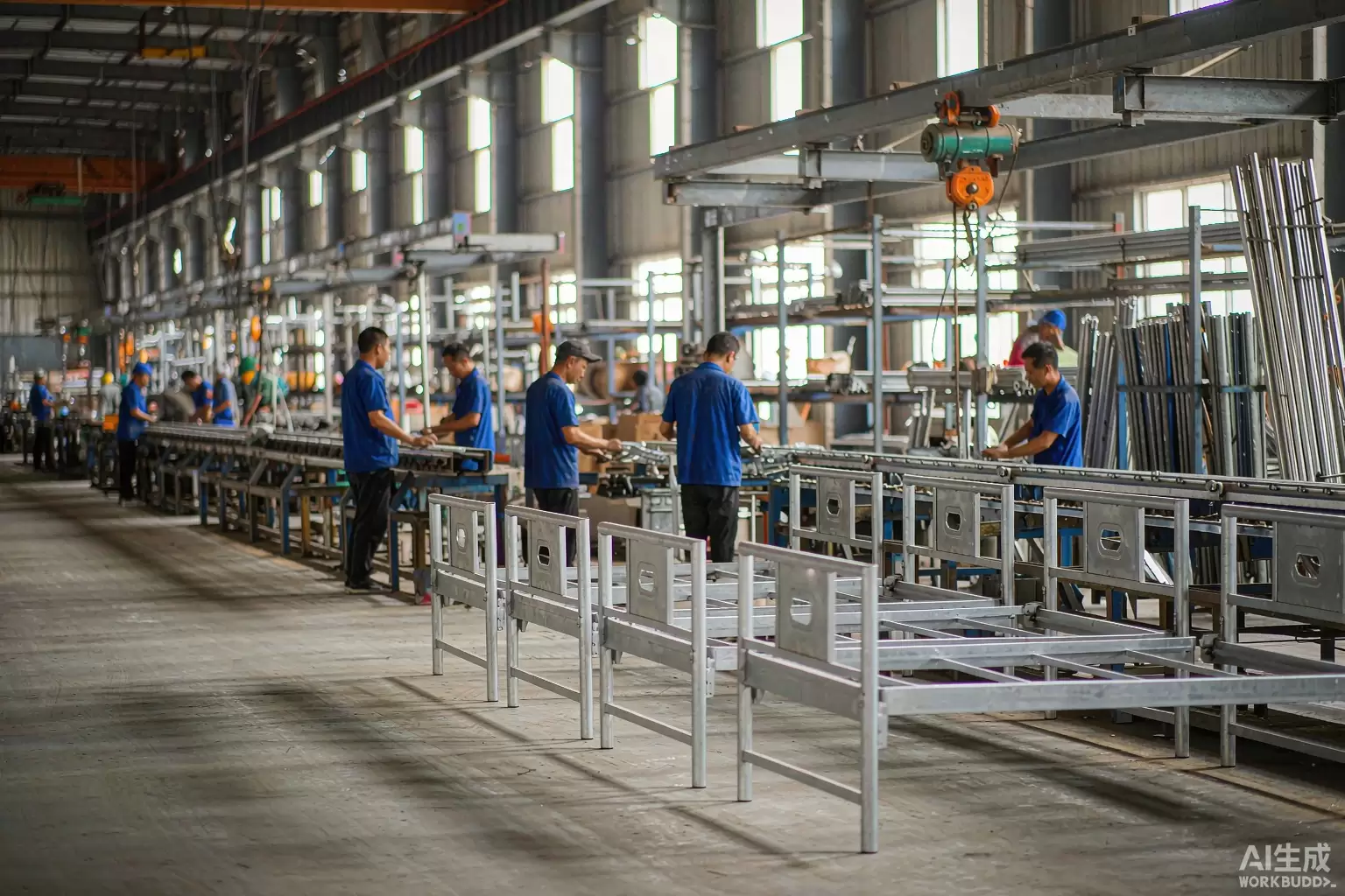 Metal bed factory production hall in Hebei, China