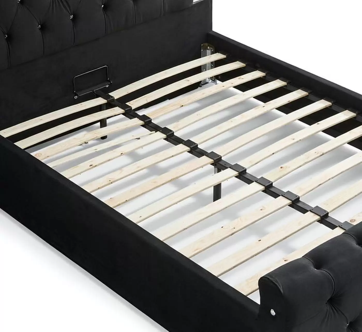 Mirror-Trim Diamond-Tufted Velvet Upholstered Bed | HM-LB-2601