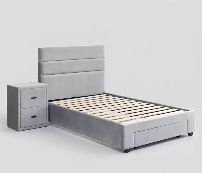 Channel Panel Upholstered Bed With Footboard Drawers | HM-LB-2605