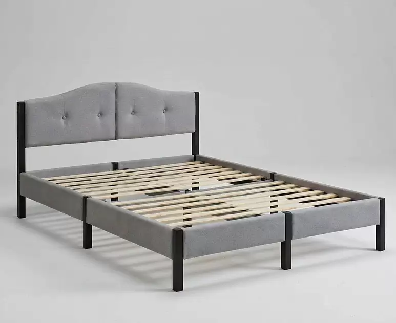 Split Headboard Upholstered Bed With Black Metal Legs | HM-LB-2610S