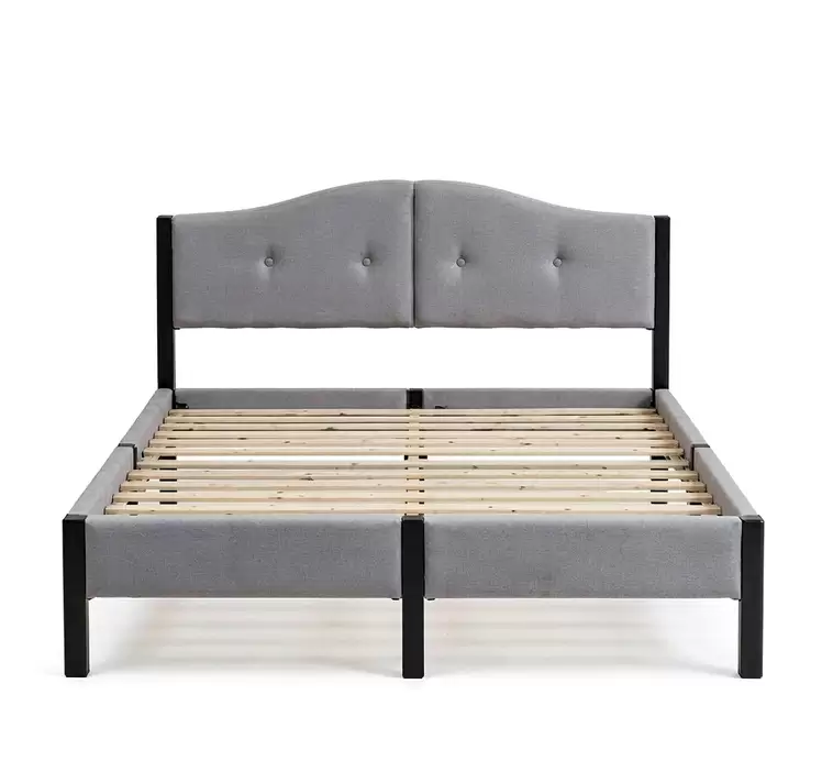 Split Headboard Upholstered Bed With Black Metal Legs | HM-LB-2610S